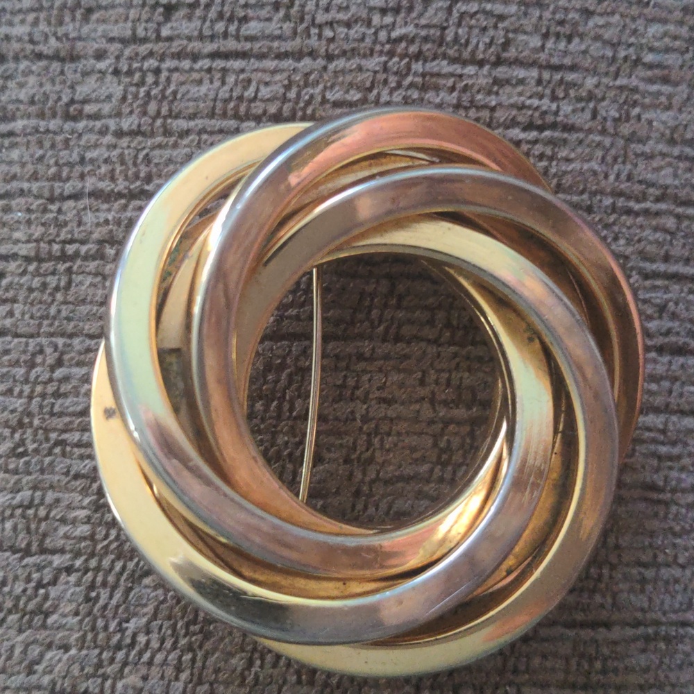Gold Interlocking Circle Brooch, Statement Pin Vi… - image 8